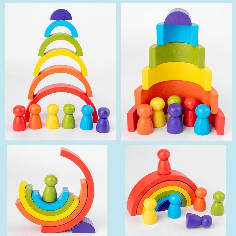 Jouets Montessori Bâtiment Arc-en-Ciel Jouets En Bois Montessori Jouets Éducatifs En Bois Empilage Jouets Éducatifs Pour Enfants Enfants Jouets