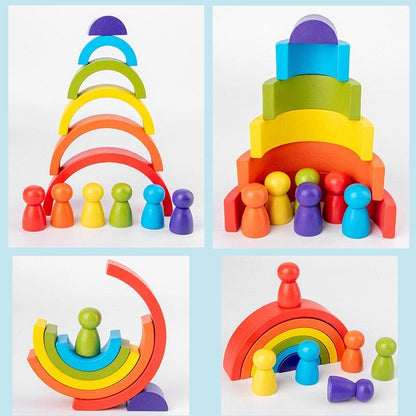 Jouets Montessori Bâtiment Arc-en-Ciel Jouets En Bois Montessori Jouets Éducatifs En Bois Empilage Jouets Éducatifs Pour Enfants Enfants Jouets