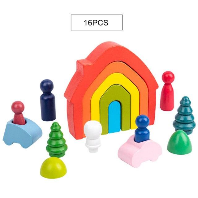 Jouets Montessori Bâtiment Arc-en-Ciel Jouets En Bois Montessori Jouets Éducatifs En Bois Empilage Jouets Éducatifs Pour Enfants Enfants Jouets