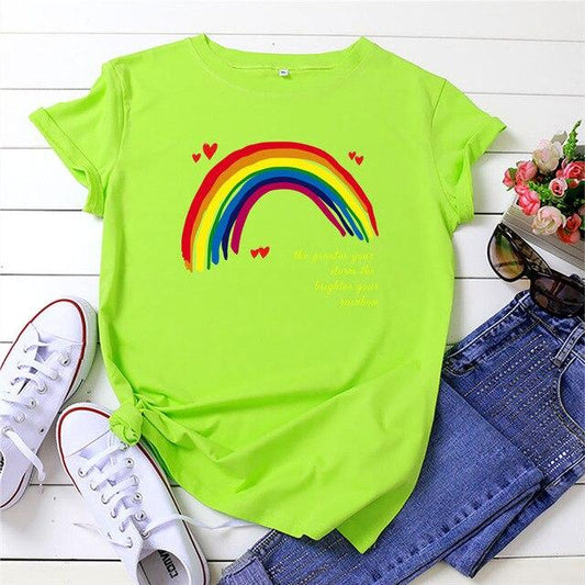 T-shirt Arc en ciel à manches courtes col rond femmes T-shirt femmes t-shirt 100% coton été