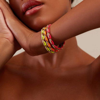 Bracelet Mode haute qualité pour femmes Arc en ciel coloré perlé et strass