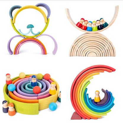 Jouets Montessori Bâtiment Arc-en-Ciel Jouets En Bois Montessori Jouets Éducatifs En Bois Empilage Jouets Éducatifs Pour Enfants Enfants Jouets