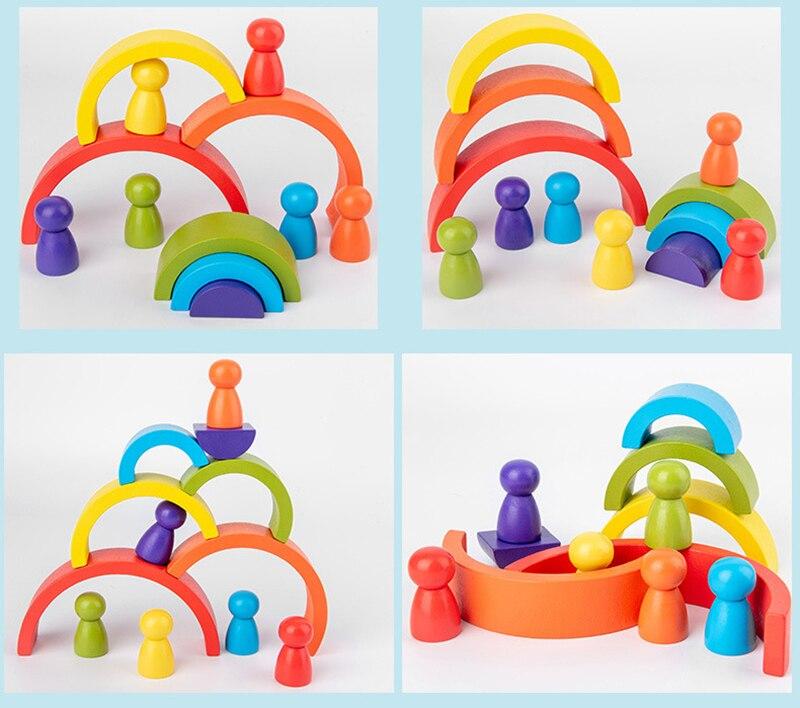Jouets Montessori Bâtiment Arc-en-Ciel Jouets En Bois Montessori Jouets Éducatifs En Bois Empilage Jouets Éducatifs Pour Enfants Enfants Jouets