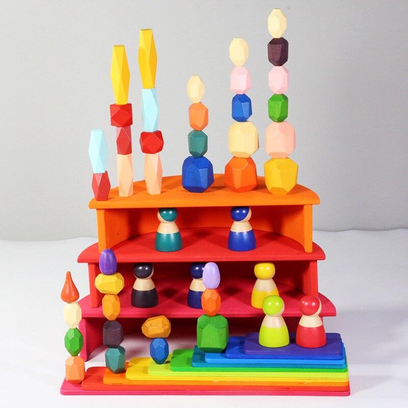 Jouets Montessori Bâtiment Arc-en-Ciel Jouets En Bois Montessori Jouets Éducatifs En Bois Empilage Jouets Éducatifs Pour Enfants Enfants Jouets