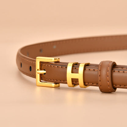 Ceinture de 1.5 cm de large en cuir véritable boucle réglable dorée