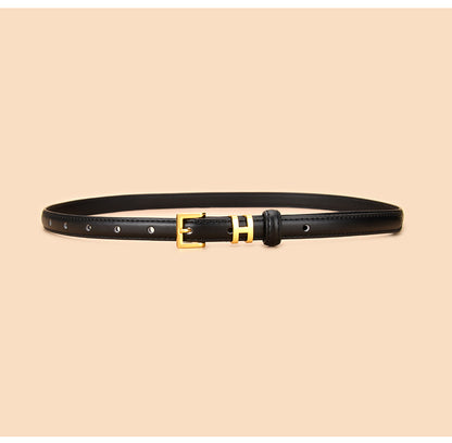 Ceinture de 1.5 cm de large en cuir véritable boucle réglable dorée