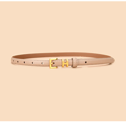 Ceinture de 1.5 cm de large en cuir véritable boucle réglable dorée