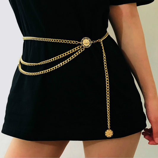 Ceinture pour femme taille ajustable en métal doré ou argenté  maillons de chaîne