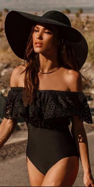 Nouveau Sexy Maillots De Bain épaules dénudées 'une Seule Pièce Maillot de Bain Femme  À Volants Monokini Maillot De Bain XL