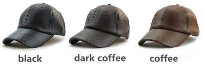Casquette de haute qualité en cuir noir baseball pour homme ou femme