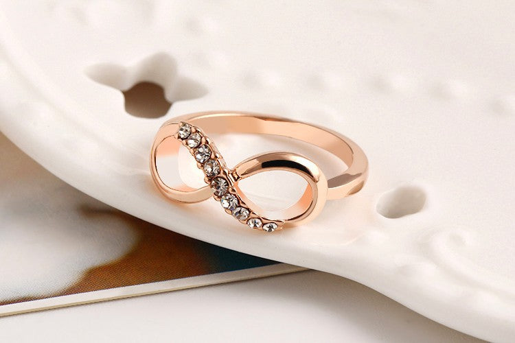 Anneau Infini Nouveau Design Mode Alliage Cristal Or Rosé bijoux pour femmes