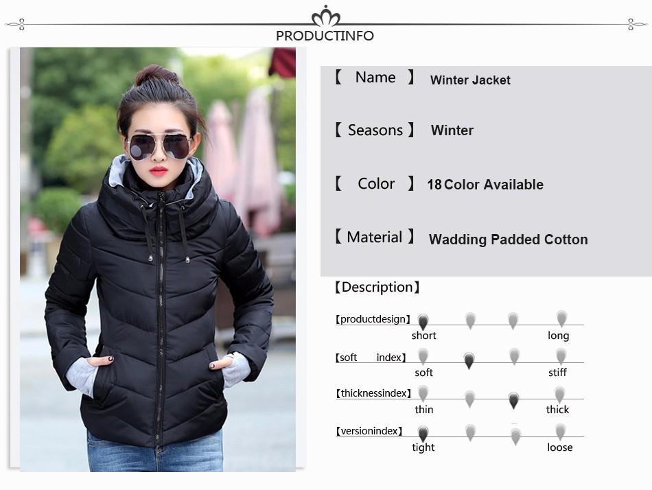 Doudoune féminine à capuche,parka slim en coton rembourré veste courte différentes coloris