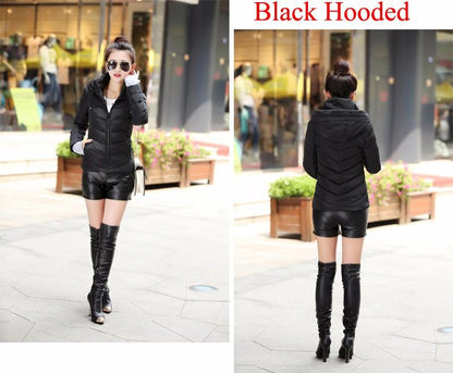 Doudoune féminine à capuche,parka slim en coton rembourré veste courte différentes coloris