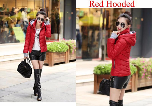 Doudoune féminine à capuche,parka slim en coton rembourré veste courte différentes coloris