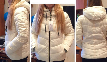 Doudoune féminine à capuche,parka slim en coton rembourré veste courte différentes coloris