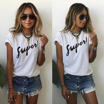 Marque Nouveau T Shirt Femmes Mode slogan Imprimé à Manches courtes simple et sexy