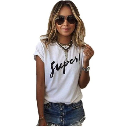 Marque Nouveau T Shirt Femmes Mode slogan Imprimé à Manches courtes simple et sexy