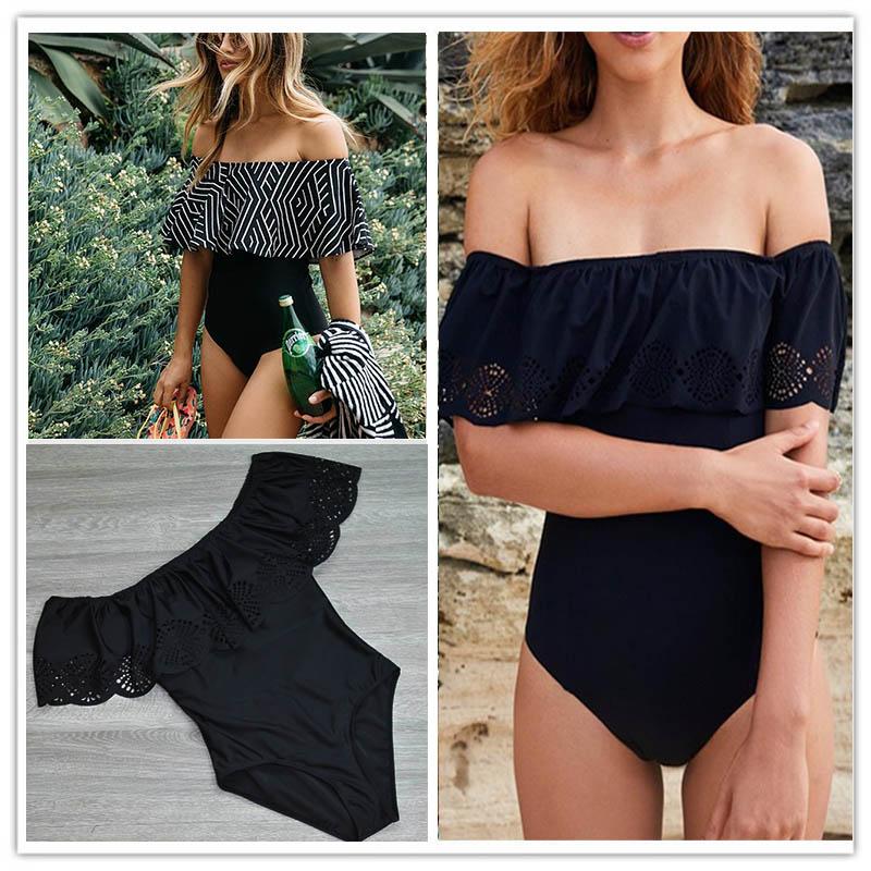 Nouveau Sexy Maillots De Bain épaules dénudées 'une Seule Pièce Maillot de Bain Femme  À Volants Monokini Maillot De Bain XL