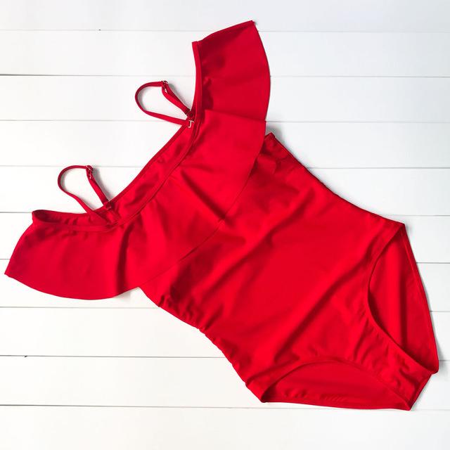 Nouveau Sexy Maillots De Bain épaules dénudées 'une Seule Pièce Maillot de Bain Femme  À Volants Monokini Maillot De Bain XL