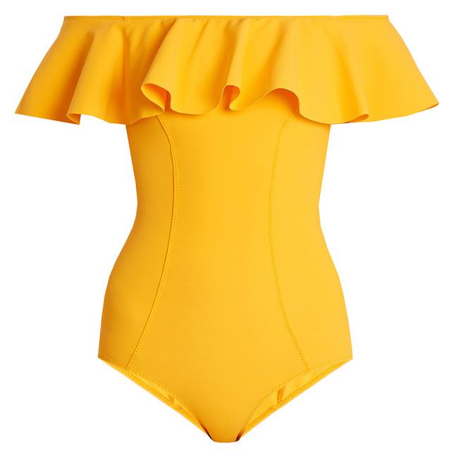Nouveau Sexy Maillots De Bain épaules dénudées 'une Seule Pièce Maillot de Bain Femme  À Volants Monokini Maillot De Bain XL
