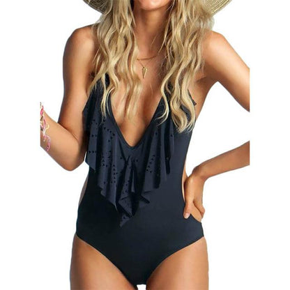 Nouveau Sexy Maillots De Bain épaules dénudées 'une Seule Pièce Maillot de Bain Femme  À Volants Monokini Maillot De Bain XL