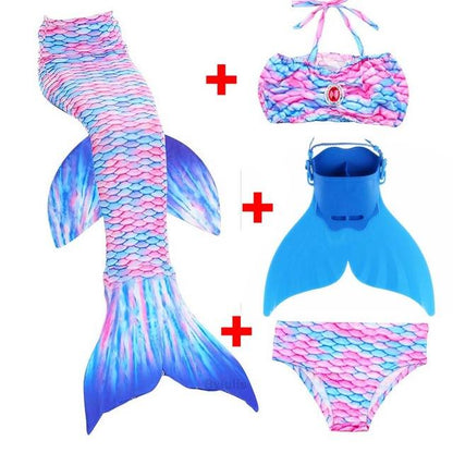 Queue de Sirène Avec Monopalme 4 Pcs/ensemble Baignade Enfants Natation