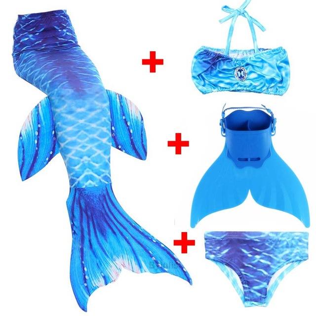 Queue de Sirène Avec Monopalme 4 Pcs/ensemble Baignade Enfants Natation