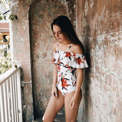 Nouveau Sexy Maillots De Bain épaules dénudées 'une Seule Pièce Maillot de Bain Femme  À Volants Monokini Maillot De Bain XL