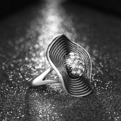 Anneau-Bague en Cristal Tempérament De Mode Fleur en CZ Zircon