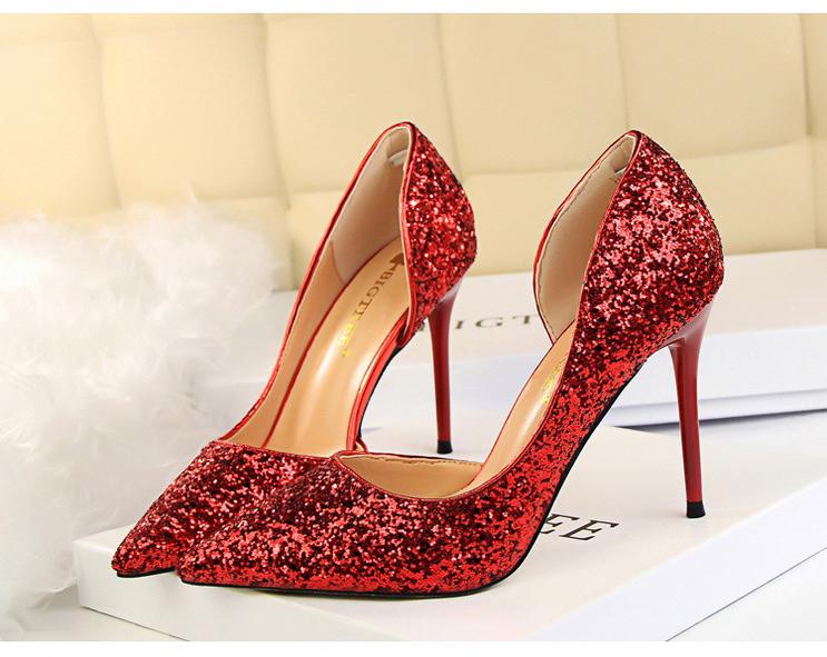 Hauts Talons pour Femmes Chaussures Brillantes Extrême Sexy Pompes Bling Bling Chaussures De Mariage Or ou argent
