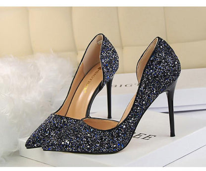 Hauts Talons pour Femmes Chaussures Brillantes Extrême Sexy Pompes Bling Bling Chaussures De Mariage Or ou argent