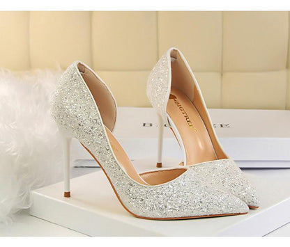 Hauts Talons pour Femmes Chaussures Brillantes Extrême Sexy Pompes Bling Bling Chaussures De Mariage Or ou argent