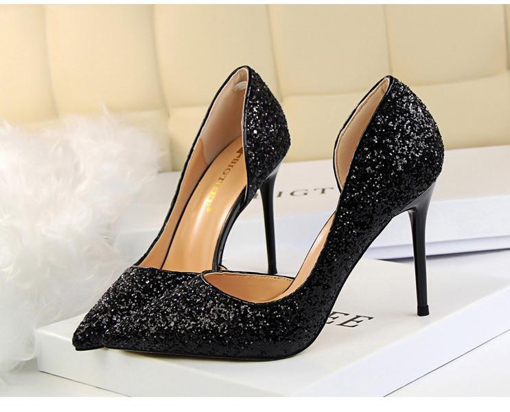 Hauts Talons pour Femmes Chaussures Brillantes Extrême Sexy Pompes Bling Bling Chaussures De Mariage Or ou argent
