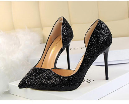 Hauts Talons pour Femmes Chaussures Brillantes Extrême Sexy Pompes Bling Bling Chaussures De Mariage Or ou argent