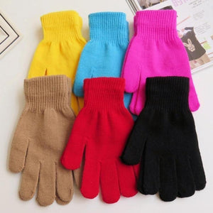 Gants à doigts tricotés de couleur unie