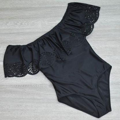 Nouveau Sexy Maillots De Bain épaules dénudées 'une Seule Pièce Maillot de Bain Femme  À Volants Monokini Maillot De Bain XL