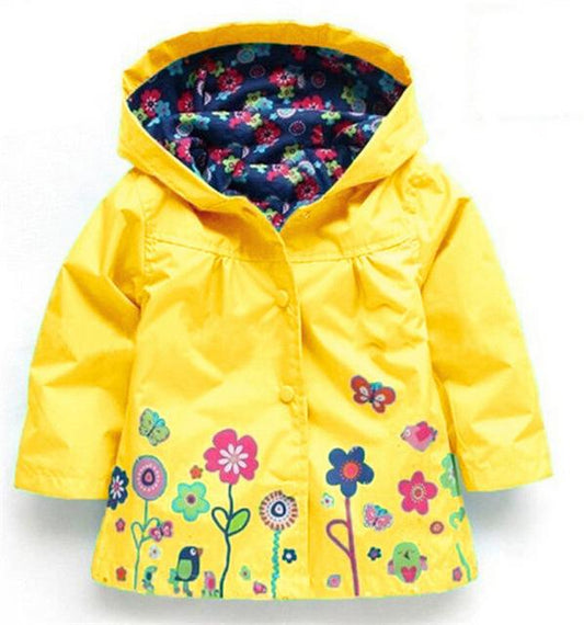 Parka Fille Veste Hiver Printemps-Filles Garçons Coupe-Vent Enfants Imperméable Survêtement
