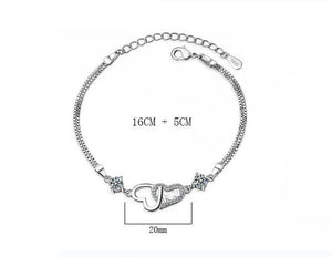 Bracelet Chaînette Mode Simple 925 Argent Blanc Zircon Amour Coeur pour ma chérie