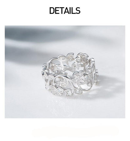 Bague en Argent 925 Sterling pour Femmes Sculptée en Strass Luxe