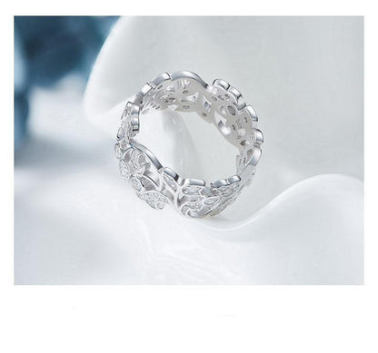 Bague en Argent 925 Sterling pour Femmes Sculptée en Strass Luxe