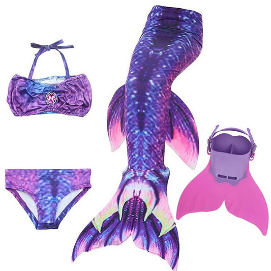 Queue de Sirène Avec Monopalme 4 Pcs/ensemble Baignade Enfants Natation
