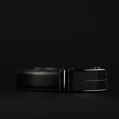 Ceinture en cuir véritable Homme nouvelle boucle de sangle automatique en alliage noir