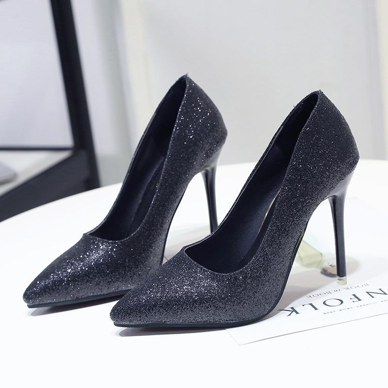 Chaussures à Hauts talons Mode Sexy-Or-Argent ou noir pailleté à Bout Pointu GoldGirly