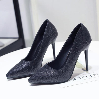 Chaussures à Hauts talons Mode Sexy-Or-Argent ou noir pailleté à Bout Pointu GoldGirly