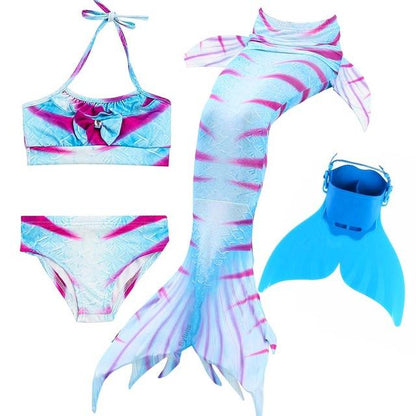 Queue de Sirène Avec Monopalme 4 Pcs/ensemble Baignade Enfants Natation