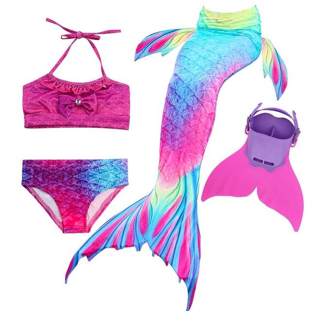 Queue de Sirène Avec Monopalme 4 Pcs/ensemble Baignade Enfants Natation