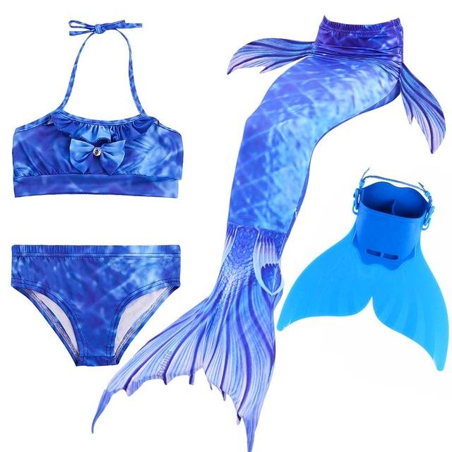 Queue de Sirène Avec Monopalme 4 Pcs/ensemble Baignade Enfants Natation