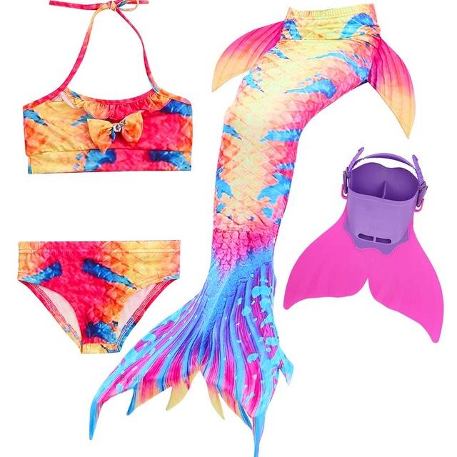 Queue de Sirène Avec Monopalme 4 Pcs/ensemble Baignade Enfants Natation