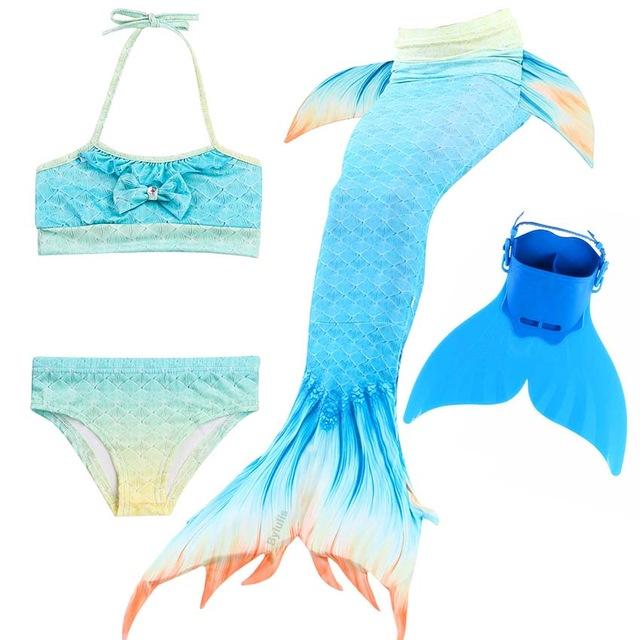 Queue de Sirène Avec Monopalme 4 Pcs/ensemble Baignade Enfants Natation