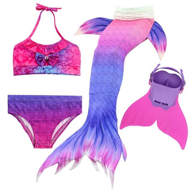 Queue de Sirène Avec Monopalme 4 Pcs/ensemble Baignade Enfants Natation